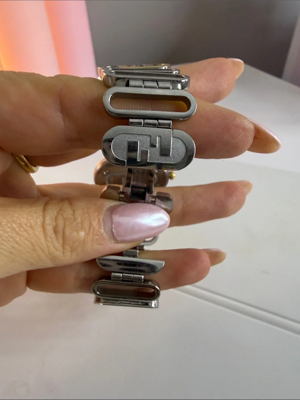 Fendi Two-Tone Gold and Silver Oval Dial Bracelet Watch
